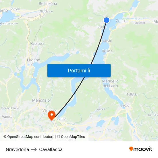 Gravedona to Cavallasca map