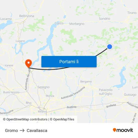 Gromo to Cavallasca map