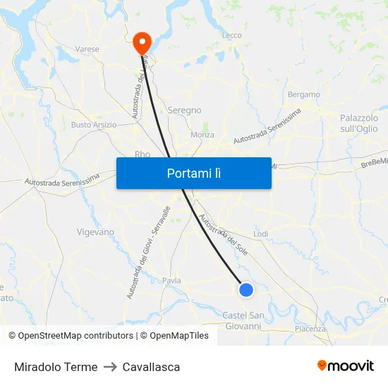 Miradolo Terme to Cavallasca map