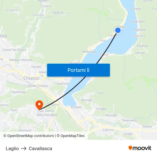 Laglio to Cavallasca map