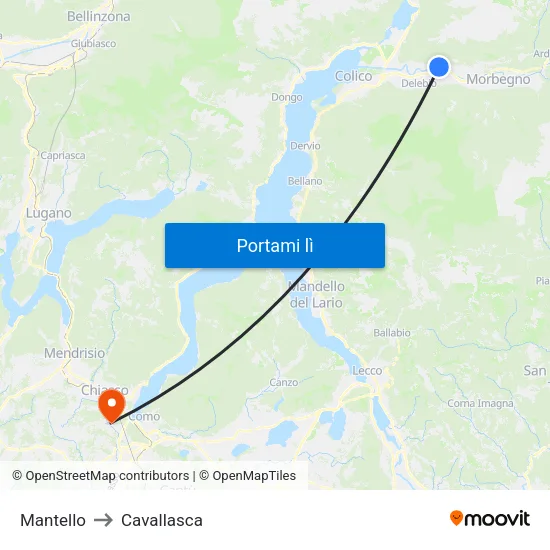 Mantello to Cavallasca map