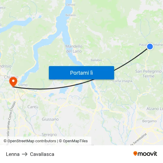 Lenna to Cavallasca map