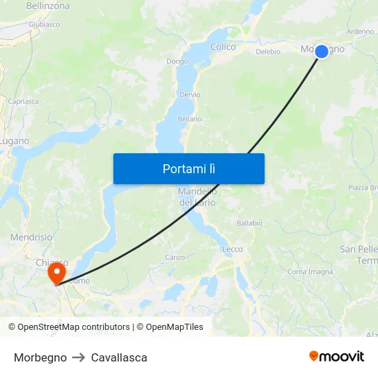 Morbegno to Cavallasca map