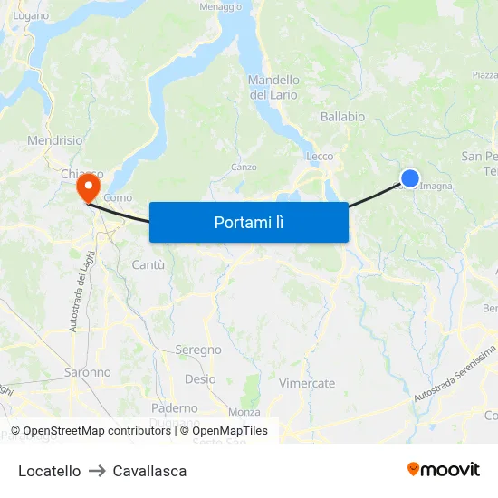 Locatello to Cavallasca map