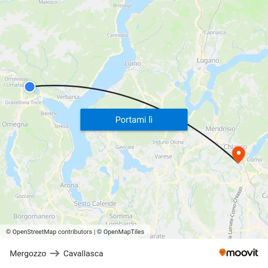 Mergozzo to Cavallasca map