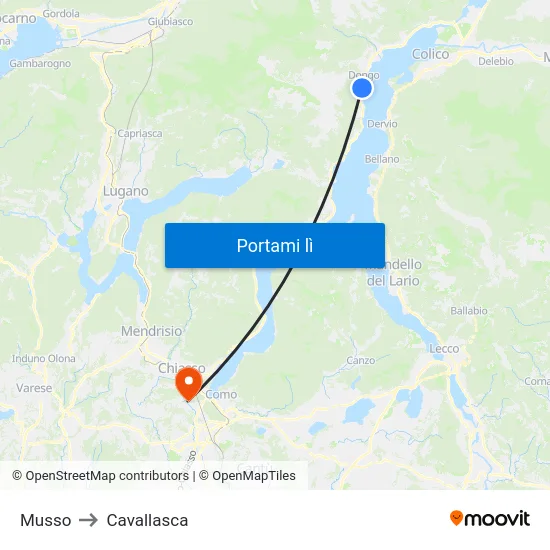Musso to Cavallasca map