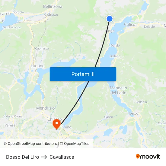 Dosso Del Liro to Cavallasca map