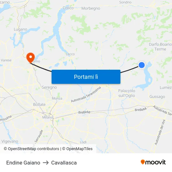 Endine Gaiano to Cavallasca map