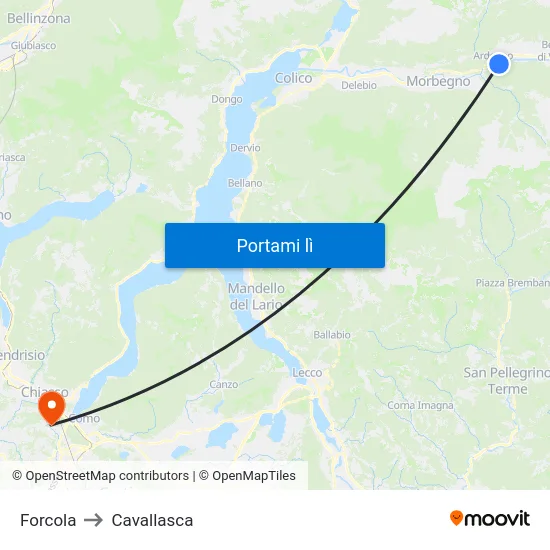 Forcola to Cavallasca map