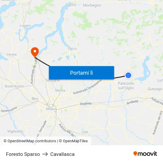 Foresto Sparso to Cavallasca map