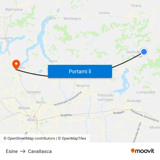 Esine to Cavallasca map