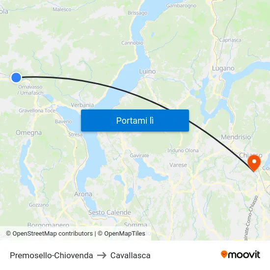 Premosello-Chiovenda to Cavallasca map