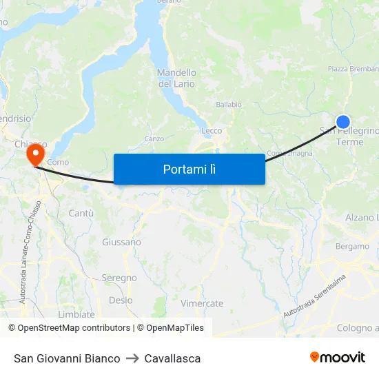 San Giovanni Bianco to Cavallasca map