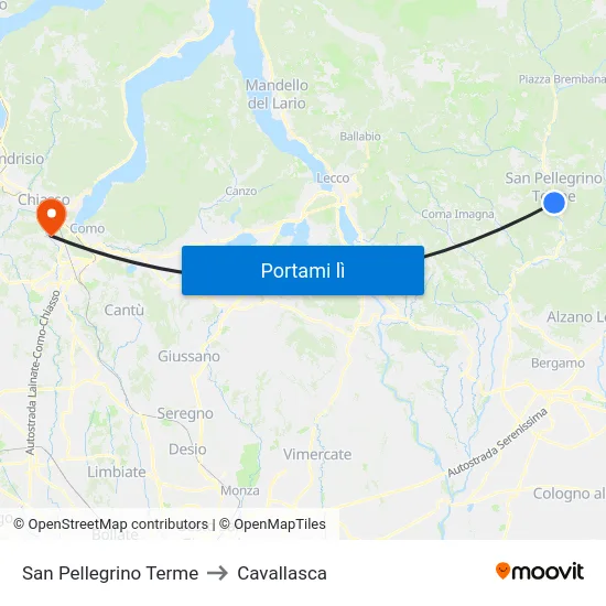San Pellegrino Terme to Cavallasca map