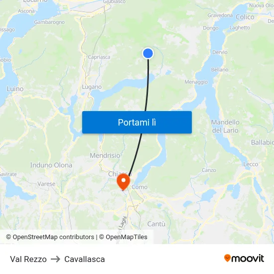 Val Rezzo to Cavallasca map
