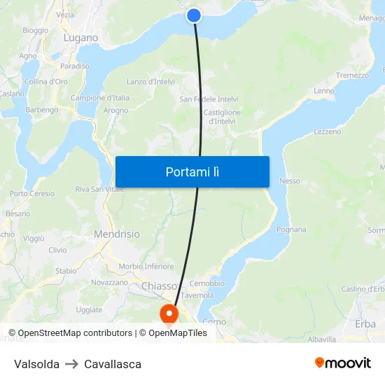 Valsolda to Cavallasca map