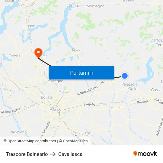 Trescore Balneario to Cavallasca map