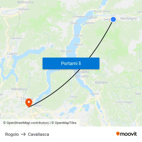 Rogolo to Cavallasca map
