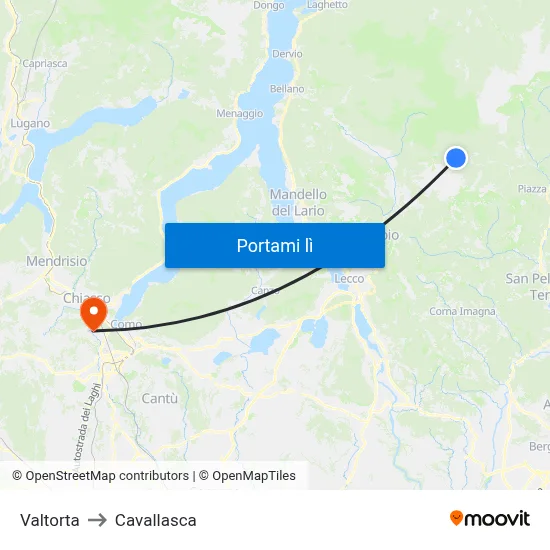 Valtorta to Cavallasca map