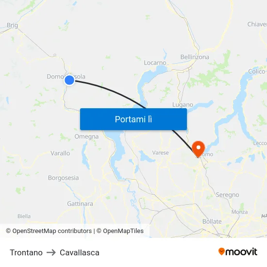 Trontano to Cavallasca map