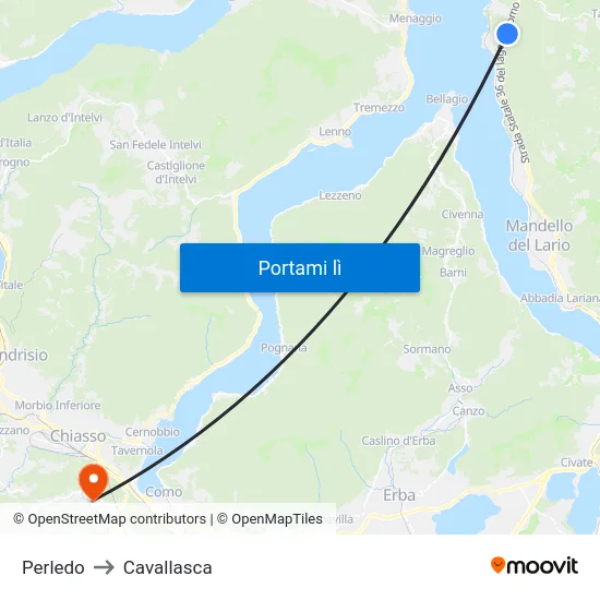 Perledo to Cavallasca map