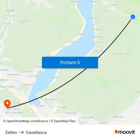 Zelbio to Cavallasca map