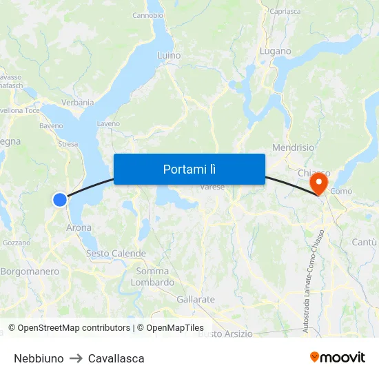 Nebbiuno to Cavallasca map