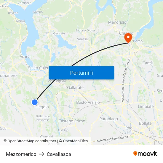 Mezzomerico to Cavallasca map