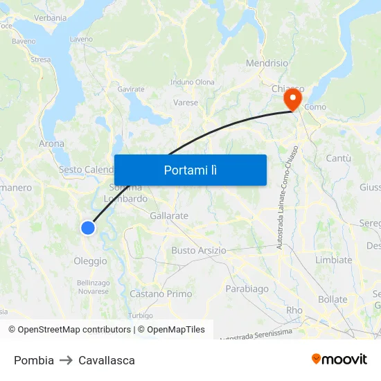 Pombia to Cavallasca map