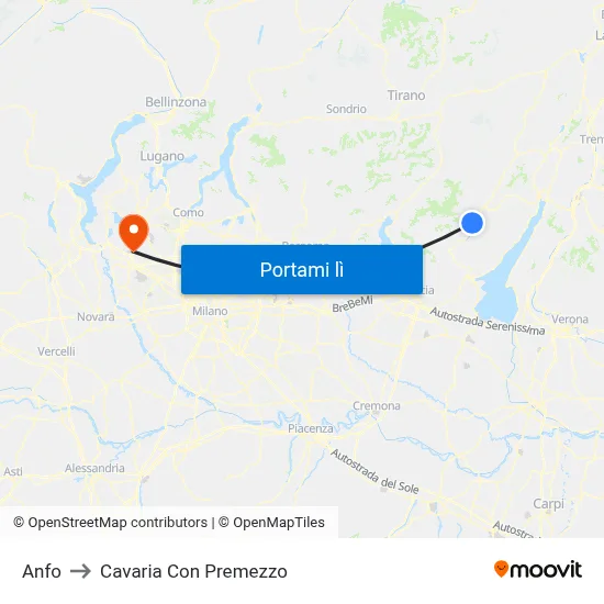 Anfo to Cavaria Con Premezzo map