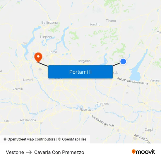 Vestone to Cavaria Con Premezzo map