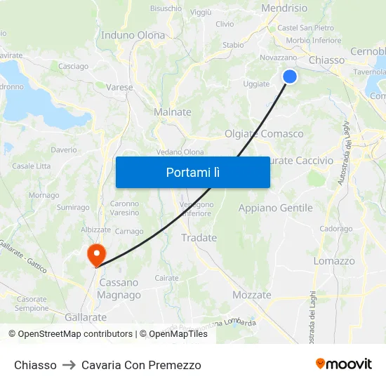 Chiasso to Cavaria Con Premezzo map