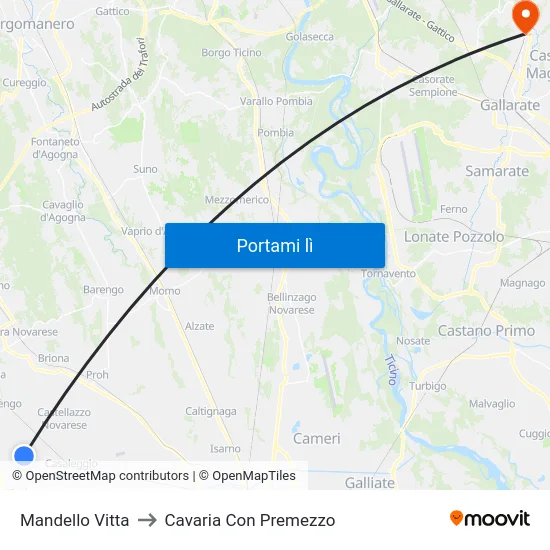 Mandello Vitta to Cavaria Con Premezzo map