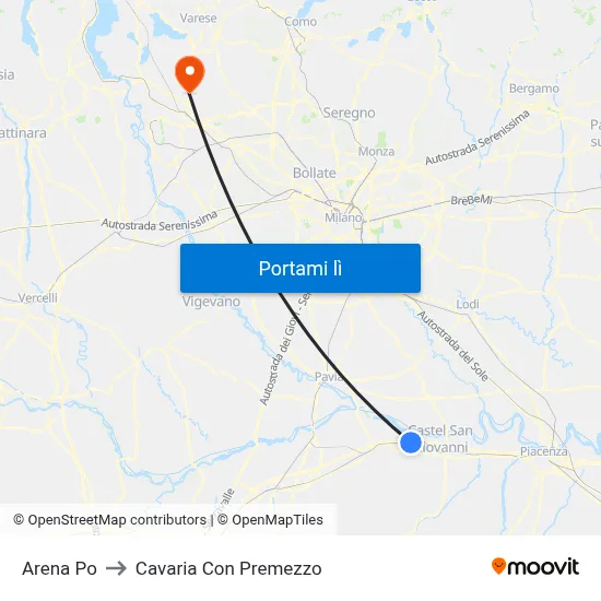 Arena Po to Cavaria Con Premezzo map