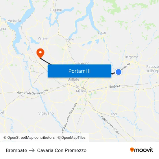 Brembate to Cavaria Con Premezzo map