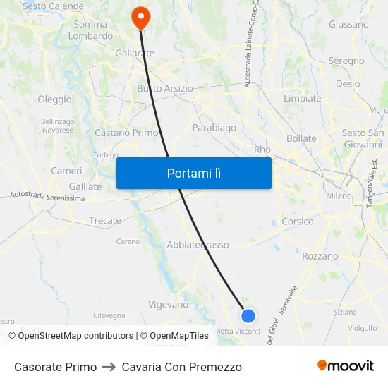 Casorate Primo to Cavaria Con Premezzo map
