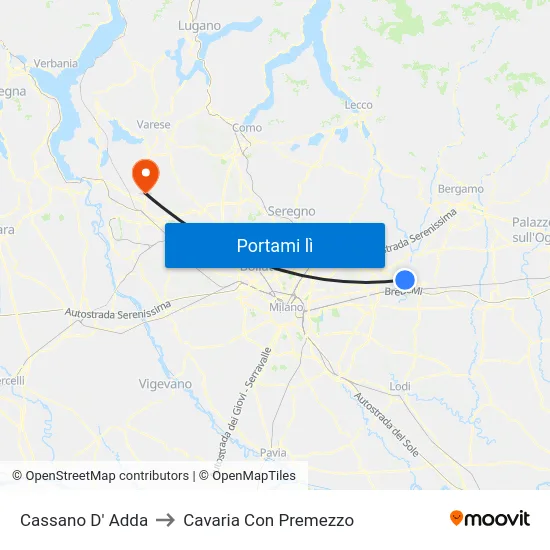 Cassano D' Adda to Cavaria Con Premezzo map