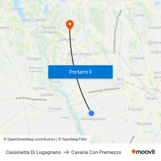 Cassinetta Di Lugagnano to Cavaria Con Premezzo map