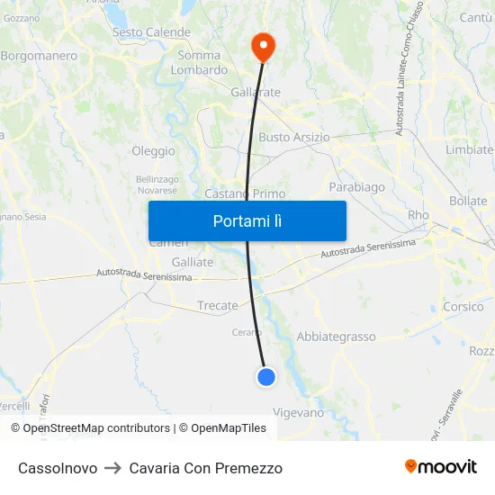 Cassolnovo to Cavaria Con Premezzo map