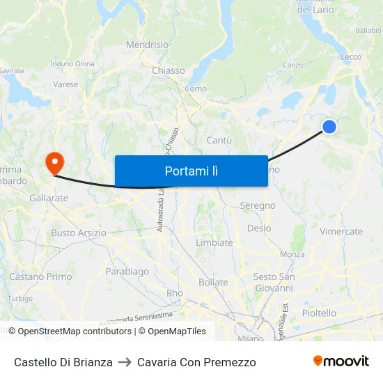 Castello Di Brianza to Cavaria Con Premezzo map
