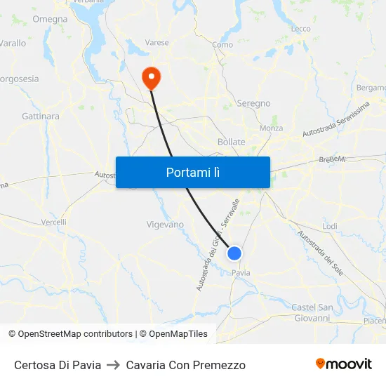 Certosa Di Pavia to Cavaria Con Premezzo map