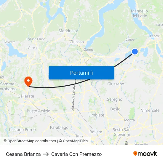Cesana Brianza to Cavaria Con Premezzo map