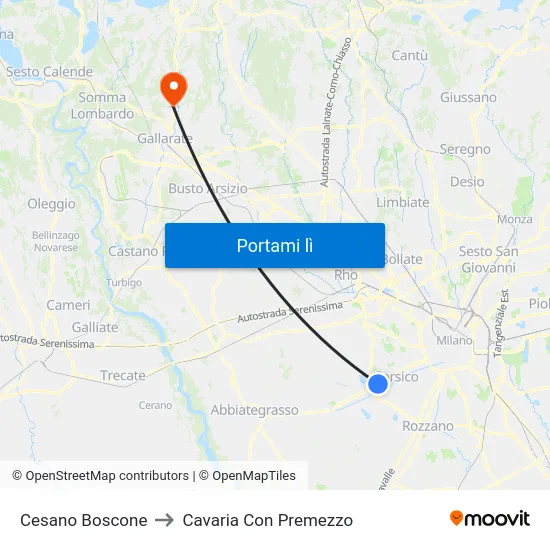Cesano Boscone to Cavaria Con Premezzo map