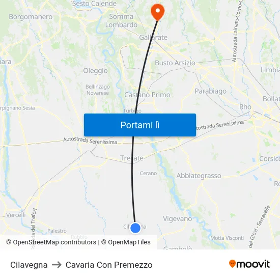 Cilavegna to Cavaria Con Premezzo map