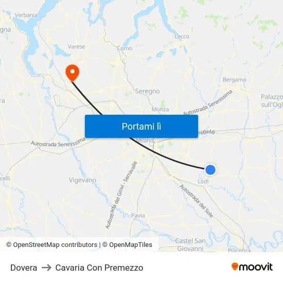 Dovera to Cavaria Con Premezzo map
