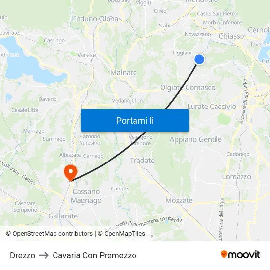 Drezzo to Cavaria Con Premezzo map