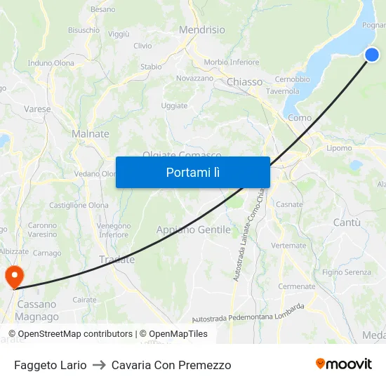 Faggeto Lario to Cavaria Con Premezzo map