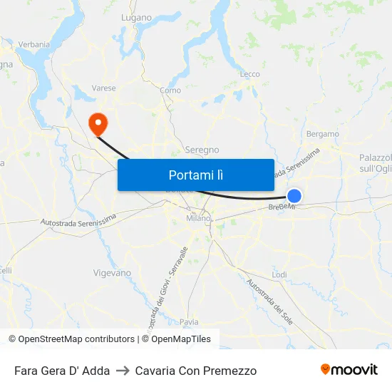 Fara Gera D' Adda to Cavaria Con Premezzo map