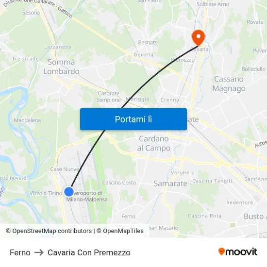 Ferno to Cavaria Con Premezzo map