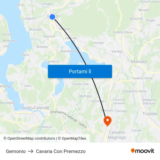 Gemonio to Cavaria Con Premezzo map